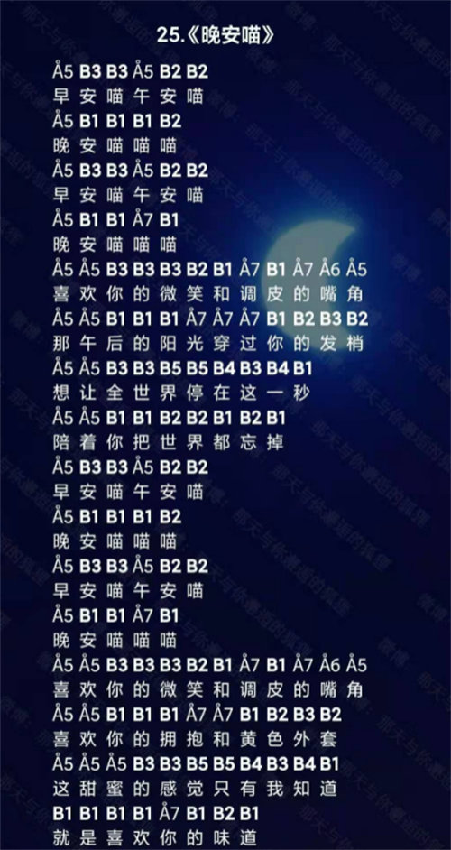 光遇晚安喵简谱是什么 光遇晚安喵简谱详情介绍