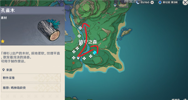 原神2.6孔雀木采集点位分享